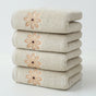 Beige 4-Pack Elegant Orange Floral Embroidered Cotton Hand Towels - Ultra Soft & Absorbent V888-ELOSUNG27933