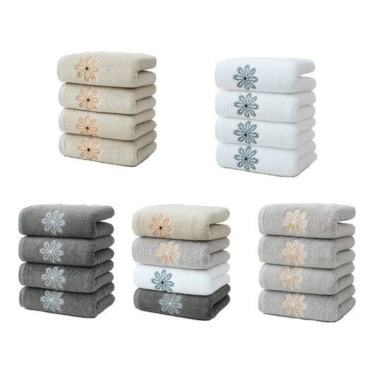 Beige 4-Pack Elegant Orange Floral Embroidered Cotton Hand Towels - Ultra Soft & Absorbent V888-ELOSUNG27933