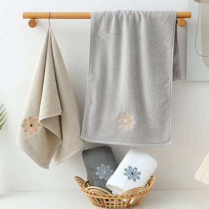 Beige 4-Pack Elegant Orange Floral Embroidered Cotton Hand Towels - Ultra Soft & Absorbent V888-ELOSUNG27933