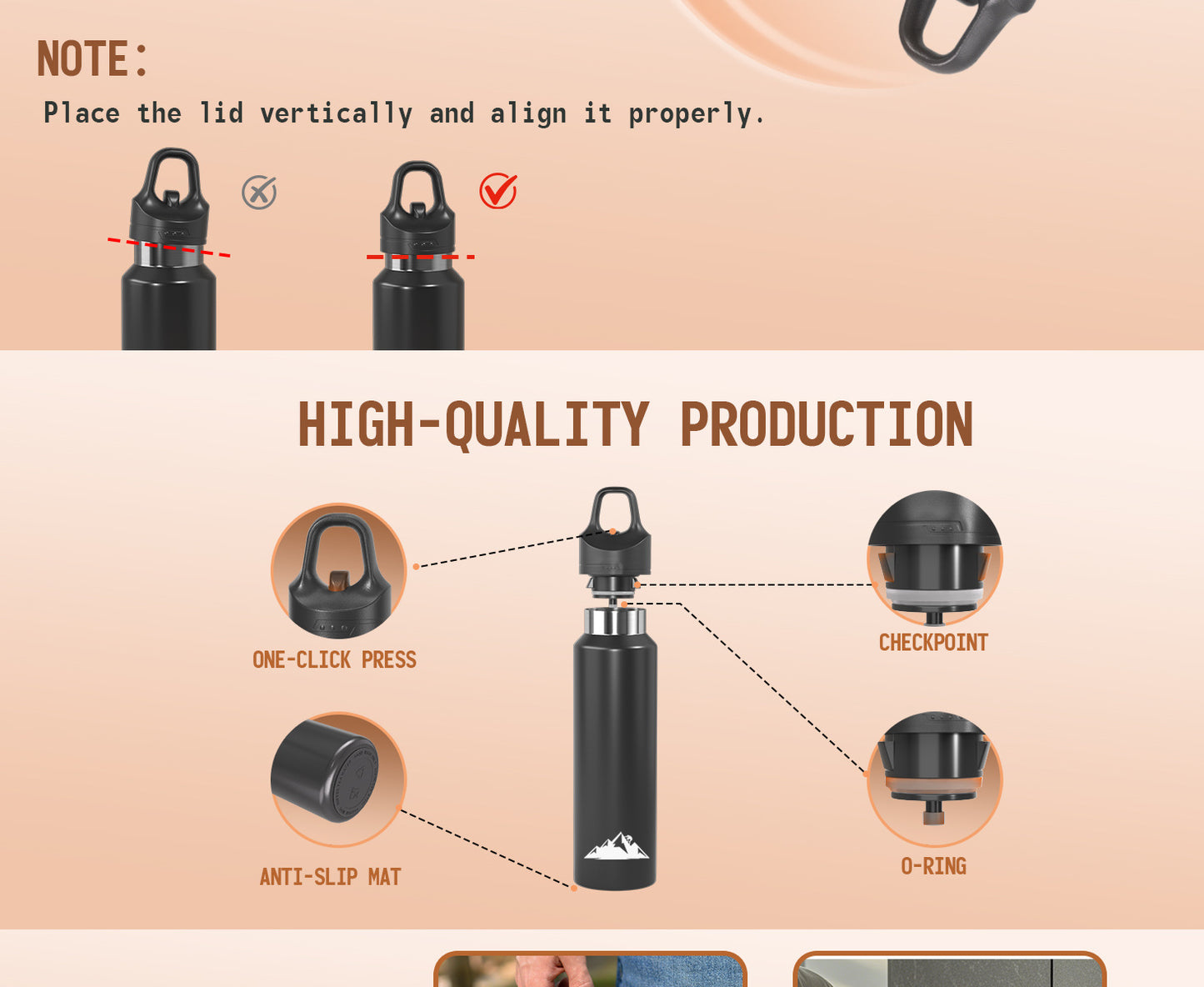 Yellow 680ml Insulated Stainless Steel Water Bottle - Leakproof One-Click Lid Thermal Flask for Hot & Cold V888-ELOSUNG27937