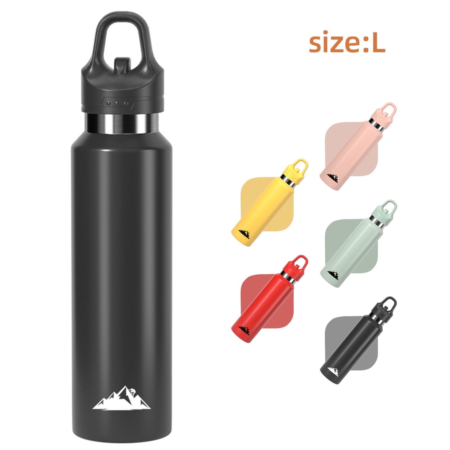 Black 680ml Insulated Stainless Steel Water Bottle - Leakproof One-Click Lid Thermal Flask for Hot & Cold V888-ELOSUNG27940