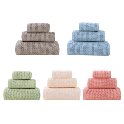 Light Pink Premium 3-Piece Waffle Weave Cotton Towel Set - Lightweight, Quick-Dry & Absorbent - Bath, Hand, V888-ELOSUNG27941