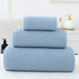 Blue Premium 3-Piece Waffle Weave Cotton Towel Set - Lightweight, Quick-Dry & Absorbent - Bath, Hand, Face V888-ELOSUNG27944
