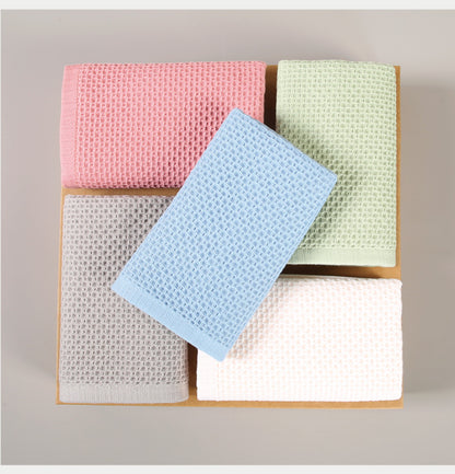 Blue Premium 3-Piece Waffle Weave Cotton Towel Set - Lightweight, Quick-Dry & Absorbent - Bath, Hand, Face V888-ELOSUNG27944