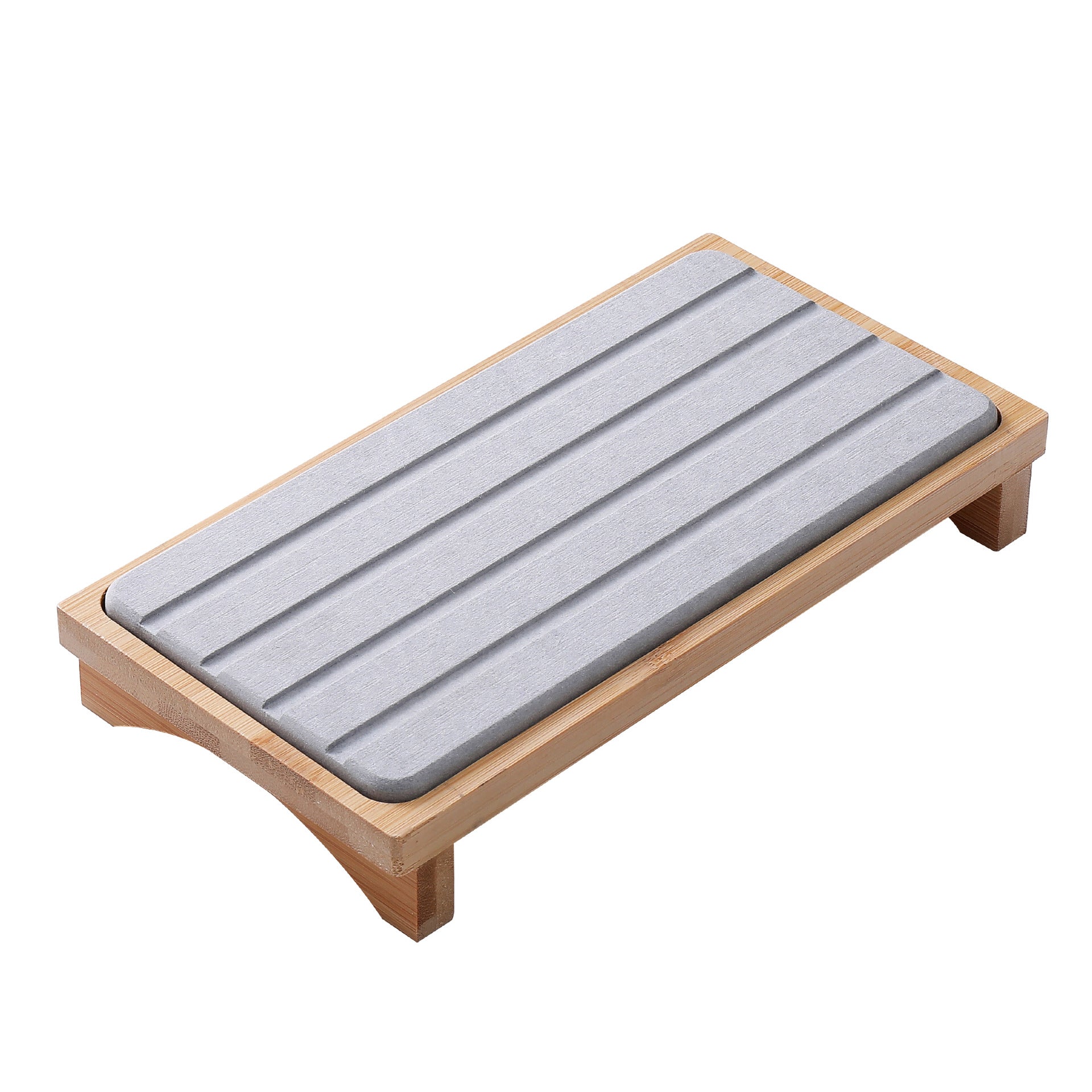 Light Grey Natural Diatomaceous Earth Absorbent Drying Tray with Bamboo Base - Quick-Dry Stone Mat for V888-ELOSUNG27949