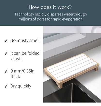 Light Grey Natural Diatomaceous Earth Absorbent Drying Tray with Bamboo Base - Quick-Dry Stone Mat for V888-ELOSUNG27949