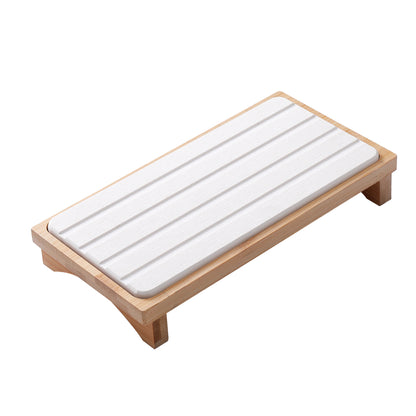 White Natural Diatomaceous Earth Absorbent Drying Tray with Bamboo Base - Quick-Dry Stone Mat for Kitchen & V888-ELOSUNG27950