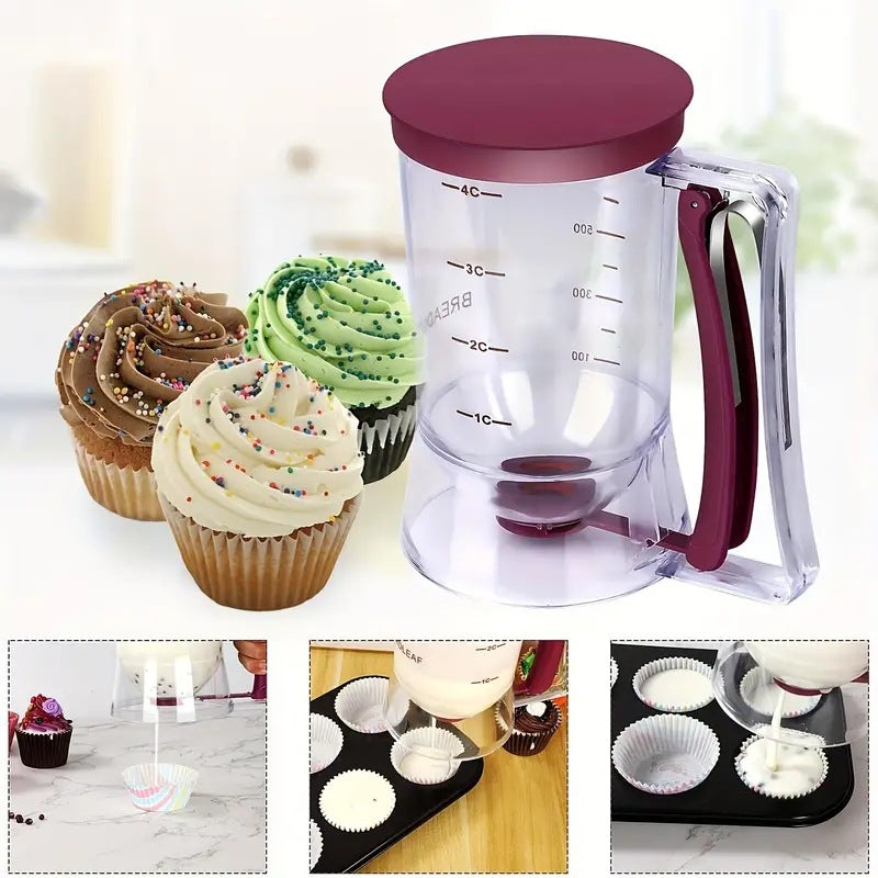 Purple Precision Batter Dispenser with Measurement Marks - 900ml Easy Pour for Pancakes, Cupcakes & Waffles V888-ELOSUNG27953