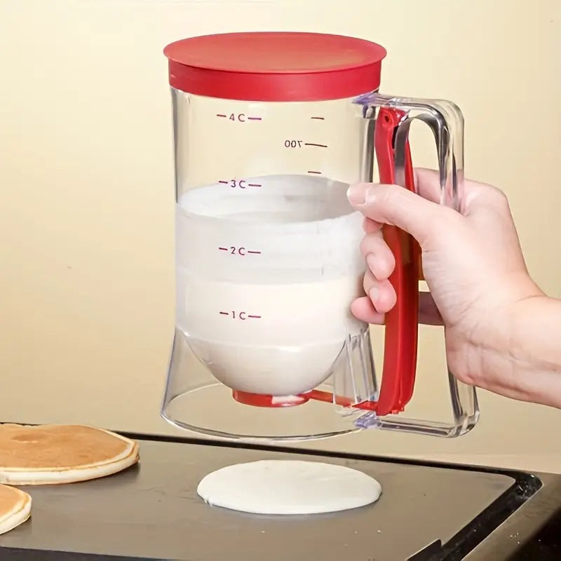 Red Precision Batter Dispenser with Measurement Marks - 900ml Easy Pour for Pancakes, Cupcakes & Waffles V888-ELOSUNG27954