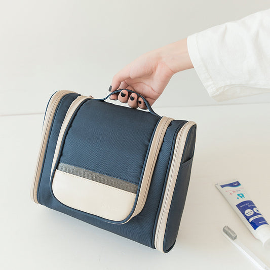 Dark Blue Large Capacity Hanging Travel Toiletry Bag - Portable Waterproof Organizer for Cosmetics, Makeup & V888-ELOSUNG27963