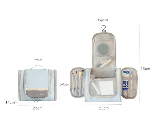 Dark Blue Large Capacity Hanging Travel Toiletry Bag - Portable Waterproof Organizer for Cosmetics, Makeup & V888-ELOSUNG27963