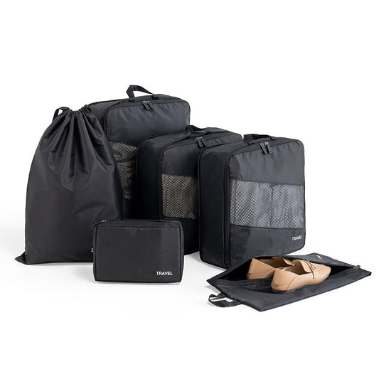Black Premium 6-Piece Compression Packing Cubes Set - Lightweight Polyester Travel Organizers for Luggage, V888-ELOSUNG27964