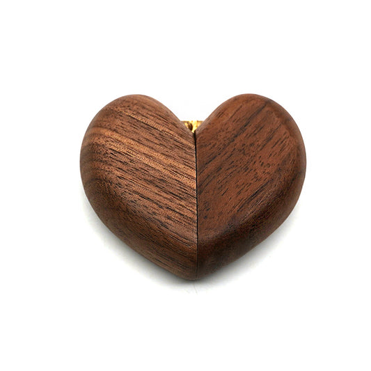 Brown Elegant Walnut Wood Heart Ring Box - Magnetic Closure for Proposal, Engagement & Wedding Jewelry V888-ELOSUNG27967