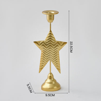Gold Elegant Star Metal Candlestick Holder - Decorative Taper Candle Stand for Home, Tabletop & Special V888-ELOSUNG27981