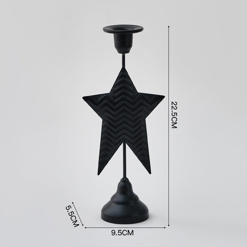 Black Elegant Star Metal Candlestick Holder - Decorative Taper Candle Stand for Home, Tabletop & Special V888-ELOSUNG27982