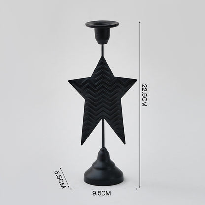 Black Elegant Star Metal Candlestick Holder - Decorative Taper Candle Stand for Home, Tabletop & Special V888-ELOSUNG27982
