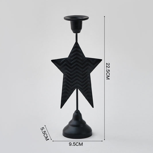 Black Elegant Star Metal Candlestick Holder - Decorative Taper Candle Stand for Home, Tabletop & Special V888-ELOSUNG27982