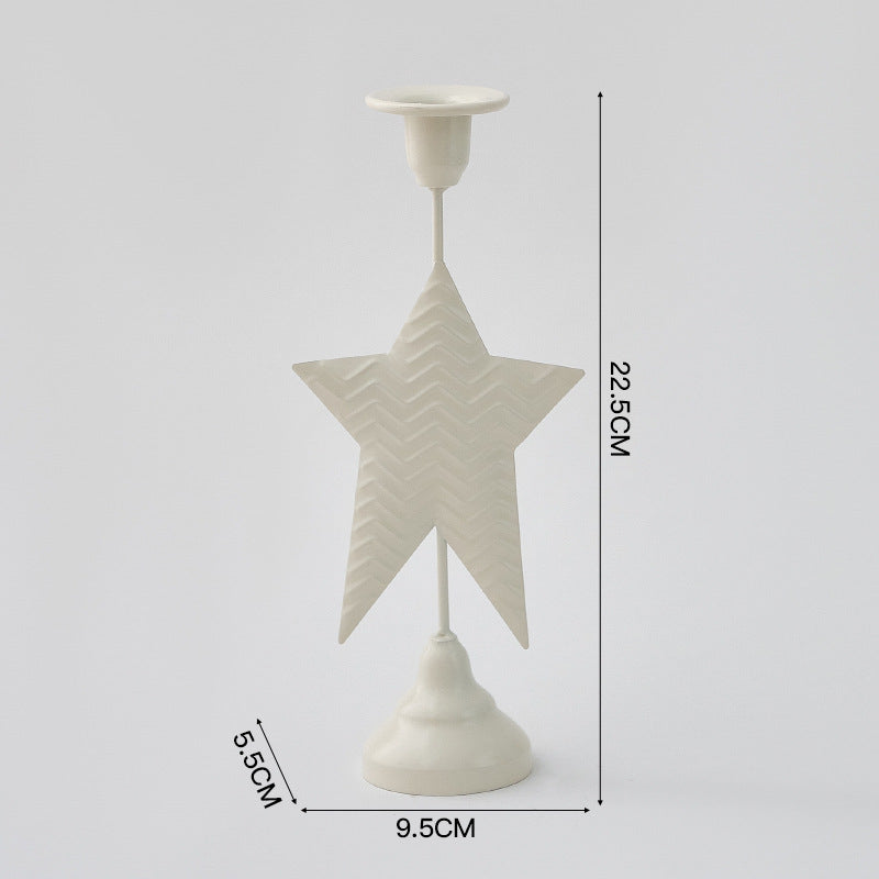 White Elegant Star Metal Candlestick Holder - Decorative Taper Candle Stand for Home, Tabletop & Special V888-ELOSUNG27983