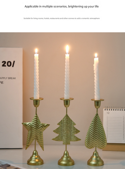 White Elegant Star Metal Candlestick Holder - Decorative Taper Candle Stand for Home, Tabletop & Special V888-ELOSUNG27983
