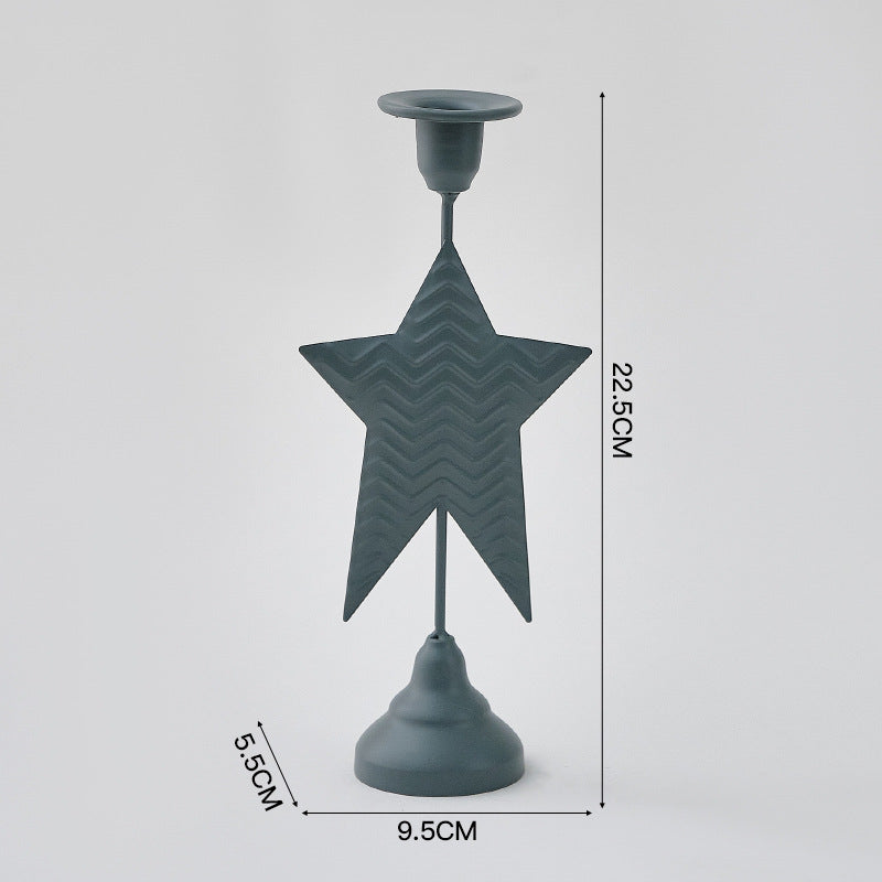 Grey Elegant Star Metal Candlestick Holder - Decorative Taper Candle Stand for Home, Tabletop & Special V888-ELOSUNG27984