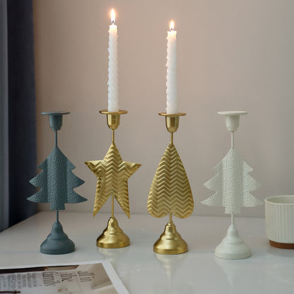 Grey Elegant Star Metal Candlestick Holder - Decorative Taper Candle Stand for Home, Tabletop & Special V888-ELOSUNG27984