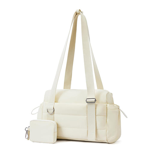 Beige Chic Women's Mini Gym Duffel Bag - Lightweight Nylon Shoulder Tote with Wet Pocket, Multiple V888-ELOSUNG27989