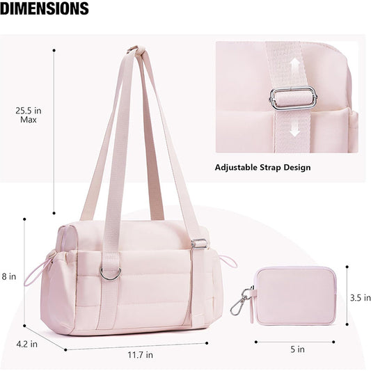 Beige Chic Women's Mini Gym Duffel Bag - Lightweight Nylon Shoulder Tote with Wet Pocket, Multiple V888-ELOSUNG27989