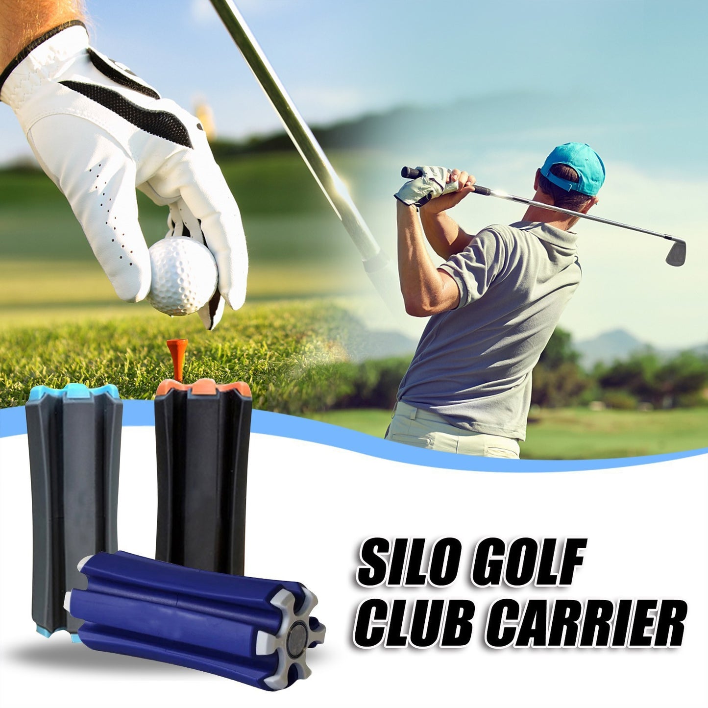 Blue Set of 2 Portable Golf Club Carrier Holders - Lightweight Club Organizer Caddy V888-ELOSUNG28001