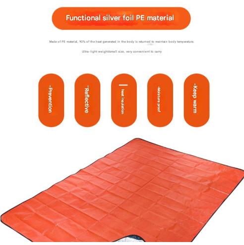 Heavy Duty PE Emergency Survival Blanket - Waterproof Thermal Reflective Tarp (Orange/Silver) V888-ELOSUNG28007