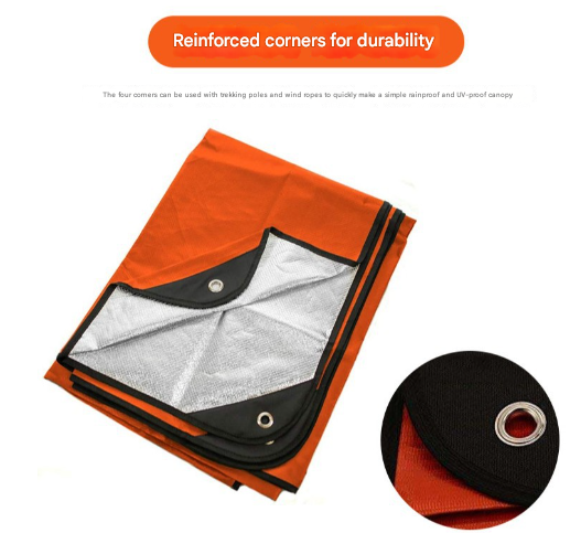 Heavy Duty PE Emergency Survival Blanket - Waterproof Thermal Reflective Tarp (Orange/Silver) V888-ELOSUNG28007