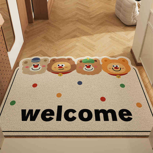 Healing Bear Set of 2 Cartoon PVC Coil Entrance Mats - Non-Slip Dirt Trapping Door Mats (50x80cm) V888-ELOSUNG28009