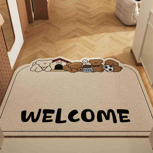 Dog Light Curry Set of 2 Cartoon PVC Coil Entrance Mats - Non-Slip Dirt Trapping Door Mats (50x80cm) V888-ELOSUNG28010