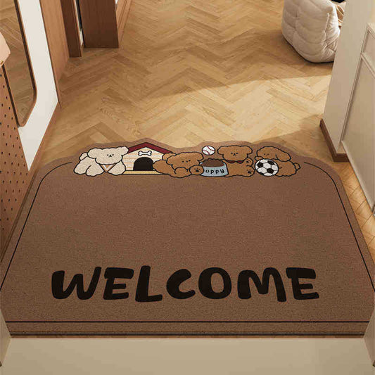 Dog Dark Curry Set of 2 Cartoon PVC Coil Entrance Mats - Non-Slip Dirt Trapping Door Mats (50x80cm) V888-ELOSUNG28011