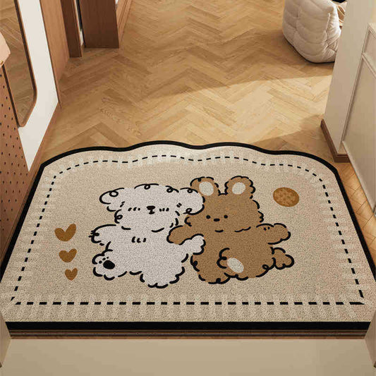 Paradise Partners Set of 2 Cartoon PVC Coil Entrance Mats - Non-Slip Dirt Trapping Door Mats (50x80cm) V888-ELOSUNG28012