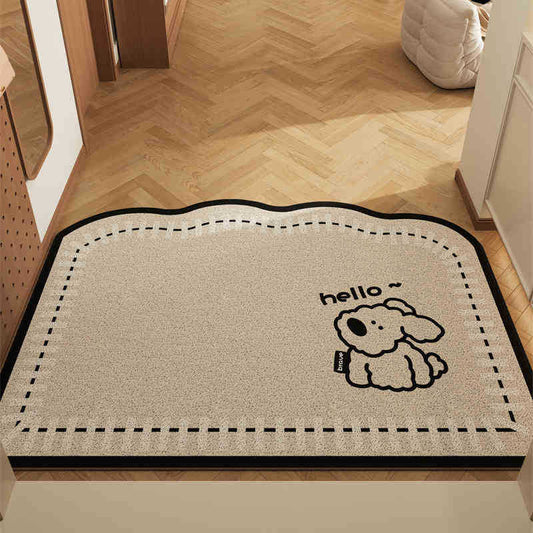 Long-eared Dog Set of 2 Cartoon PVC Coil Entrance Mats - Non-Slip Dirt Trapping Door Mats (50x80cm) V888-ELOSUNG28013