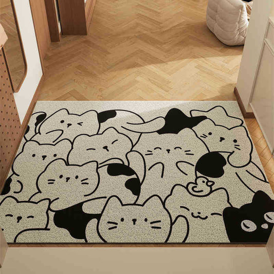 Stacking Cat Set of 2 Cartoon PVC Coil Entrance Mats - Non-Slip Dirt Trapping Door Mats (50x80cm) V888-ELOSUNG28014
