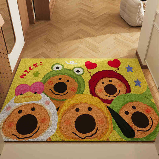 Group Photo Of Dogs Set of 2 Cartoon PVC Coil Entrance Mats - Non-Slip Dirt Trapping Door Mats (50x80cm) V888-ELOSUNG28015
