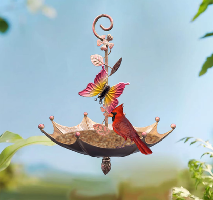 Butterfly Charming Hanging Umbrella Bird Feeder - Decorative Outdoor Garden Accent V888-ELOSUNG28020