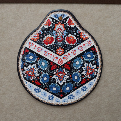 Blue-red Set of 4 Embossed Ceramic Paddle Mats - Assorted Bohemian Pattern Heat Resistant Pads V888-ELOSUNG28024