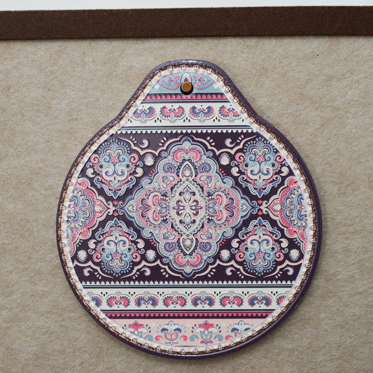 White-pink Set of 4 Embossed Ceramic Paddle Mats - Assorted Bohemian Pattern Heat Resistant Pads V888-ELOSUNG28025