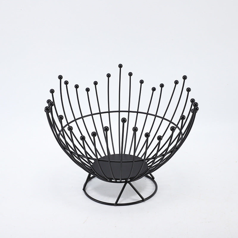 Pedestal Base Black Modern Metal Wire Fruit Basket Bowl - Countertop Storage for Fruit & Snacks V888-ELOSUNG28028