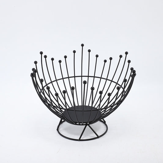 Pedestal Base Black Modern Metal Wire Fruit Basket Bowl - Countertop Storage for Fruit & Snacks V888-ELOSUNG28028