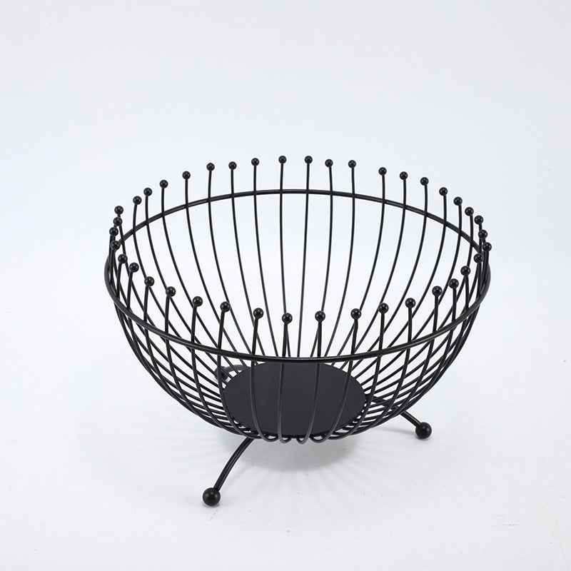 Small Feet Black Modern Metal Wire Fruit Basket Bowl - Countertop Storage for Fruit & Snacks V888-ELOSUNG28029