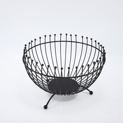 Small Feet Black Modern Metal Wire Fruit Basket Bowl - Countertop Storage for Fruit & Snacks V888-ELOSUNG28029