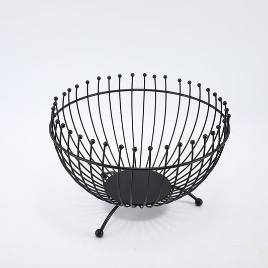 Small Feet Black Modern Metal Wire Fruit Basket Bowl - Countertop Storage for Fruit & Snacks V888-ELOSUNG28029