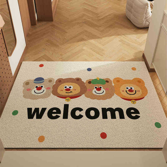 Healing Bear Set of 2 Cartoon PVC Coil Entrance Mats - Non-Slip Dirt Trapping Door Mats (50x80cm) V888-ELOSUNG28034
