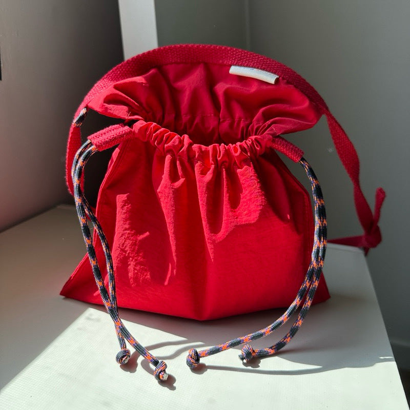 Red 2PCS Cute Lightweight Drawstring Crossbody Phone Bag - Simple Mini Shoulder Pouch (21x22cm) V888-ELOSUNG28036