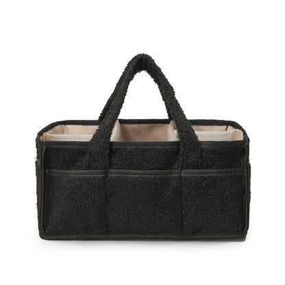 Black Large Plush Nappy Caddy Organizer - Portable Diaper Storage Bin & Nursery Tote Bag V888-ELOSUNG28049