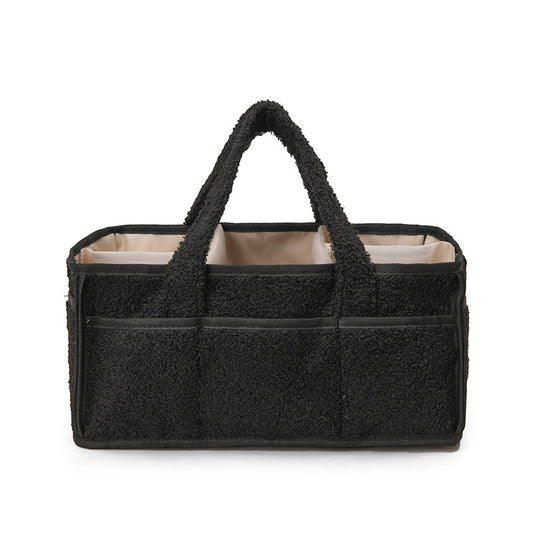 Black Large Plush Nappy Caddy Organizer - Portable Diaper Storage Bin & Nursery Tote Bag V888-ELOSUNG28049
