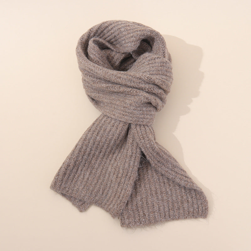 Hemp Grey Soft Ribbed Knit Winter Scarf - Cozy Warm Wool Blend Neck Wrap (160x25cm) V888-ELOSUNG28051